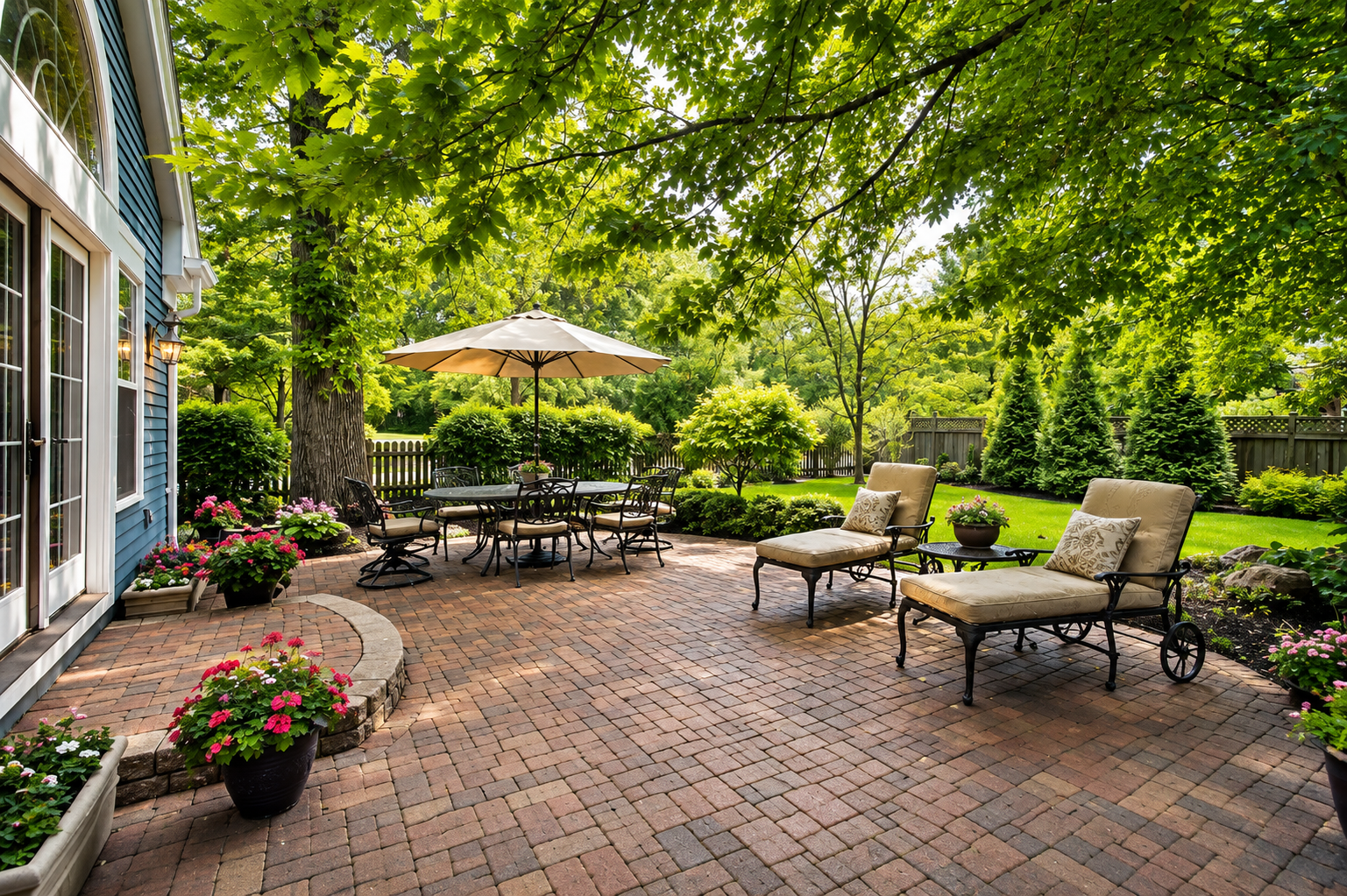 Traditional brick patio