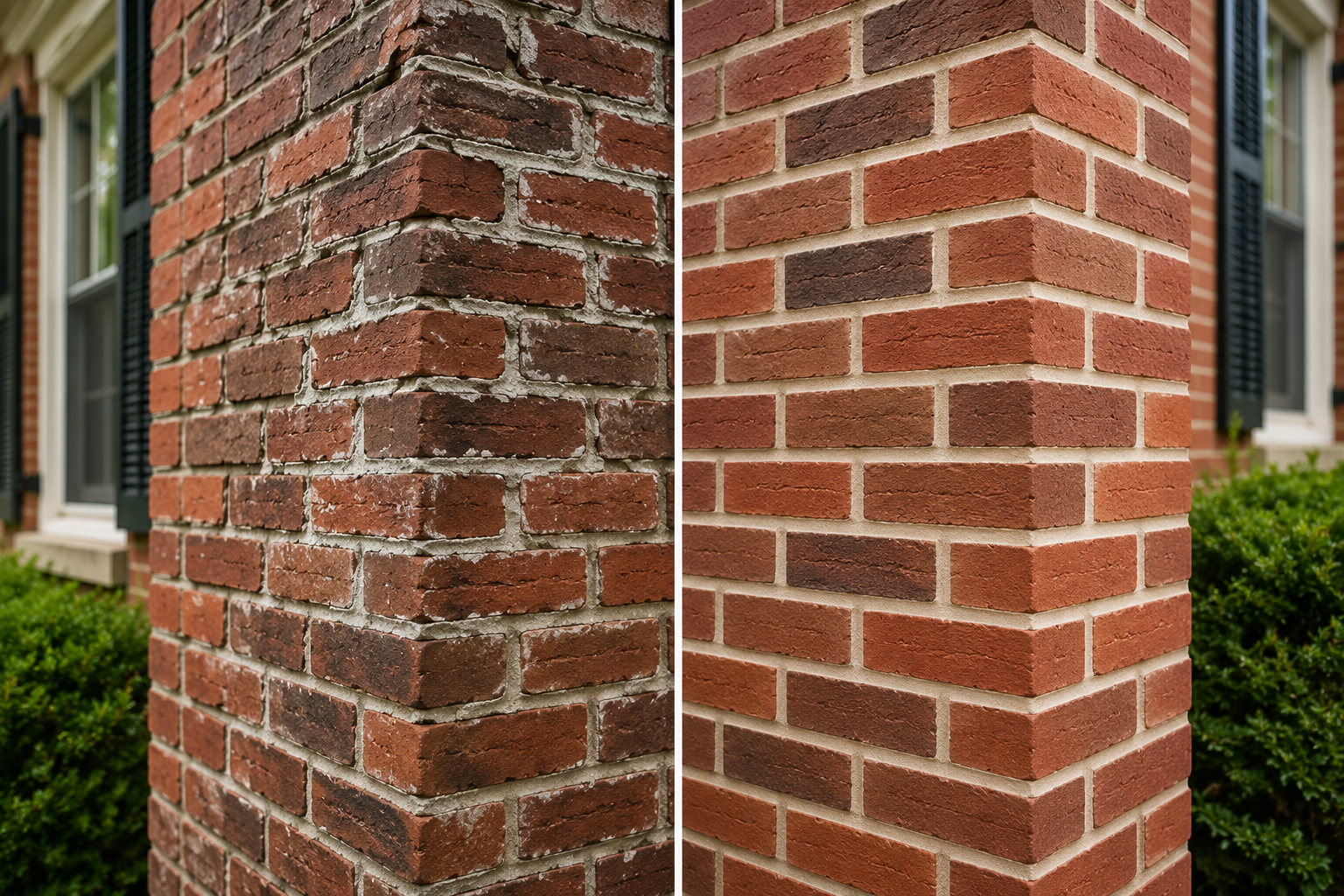 Brick wall after professional re-pointing