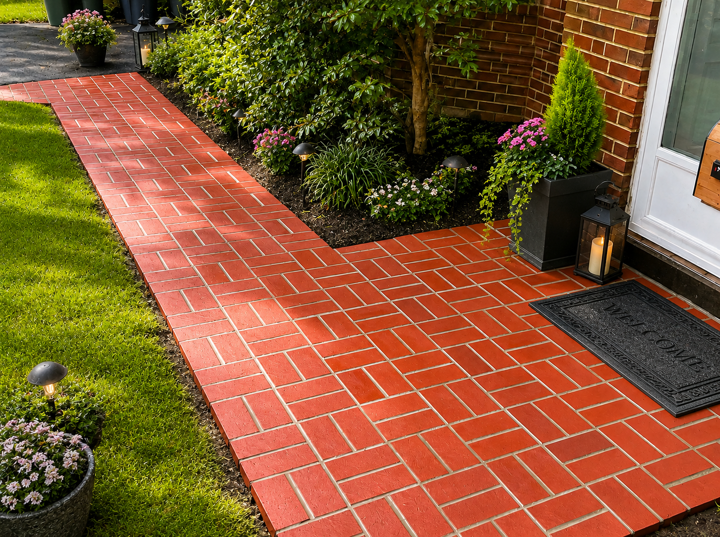 Professionally installed masonry walkway and steps