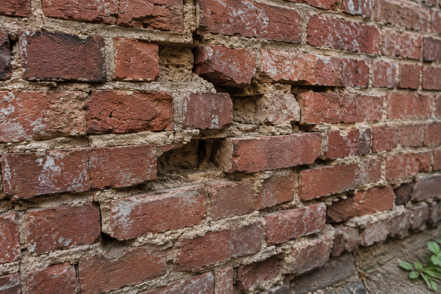 Cracked and deteriorated mortar joints