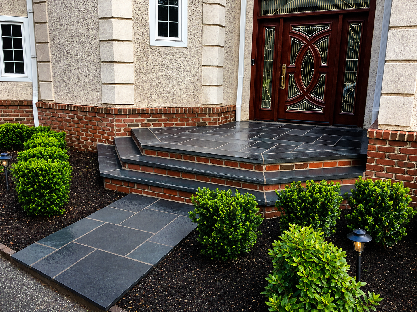Masonry front entry steps
