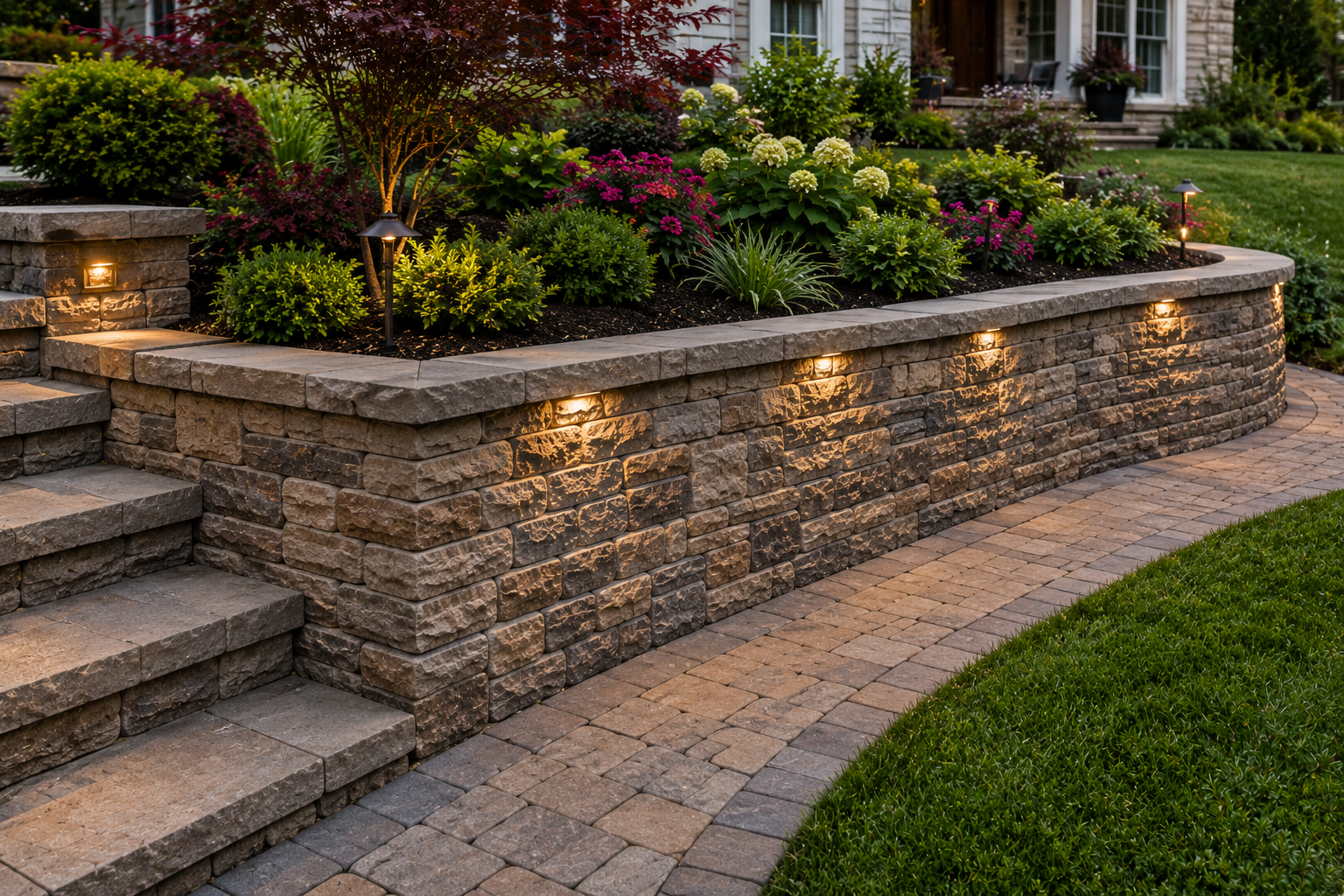 Brick retaining wall restoration