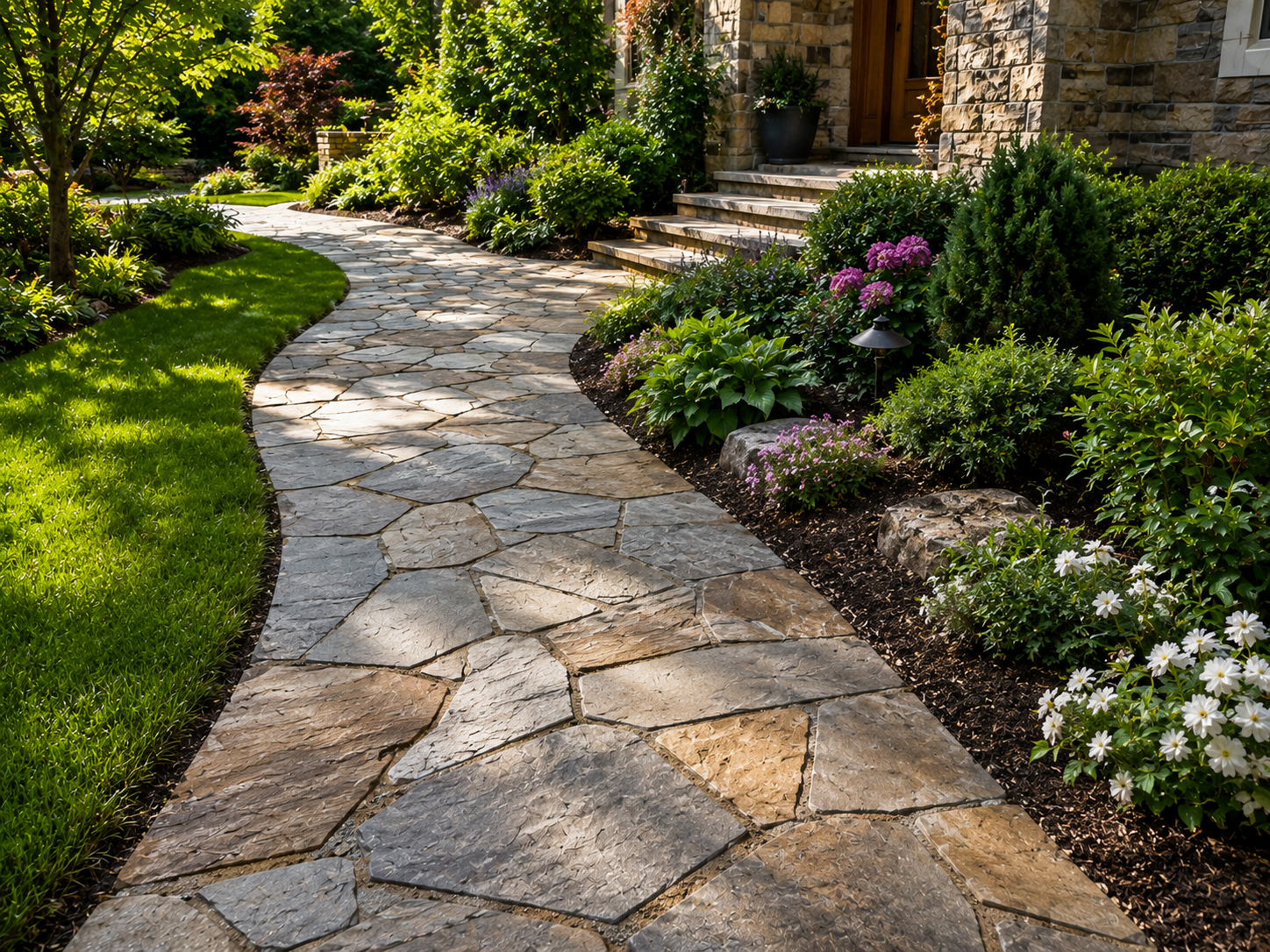 Natural stone walkway